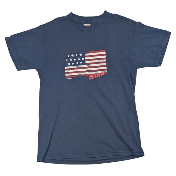 Vintage Dare to Resist Drugs and Violence American Flag 90s Shirt Size Medium - Picture 1 of 6